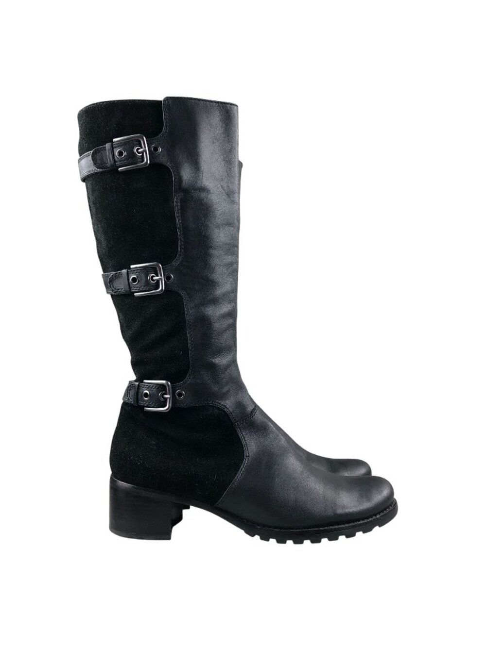 Ecco Women's Size 41 (10-10.5) Esmeralda Black Leather Buckle Knee High Boots